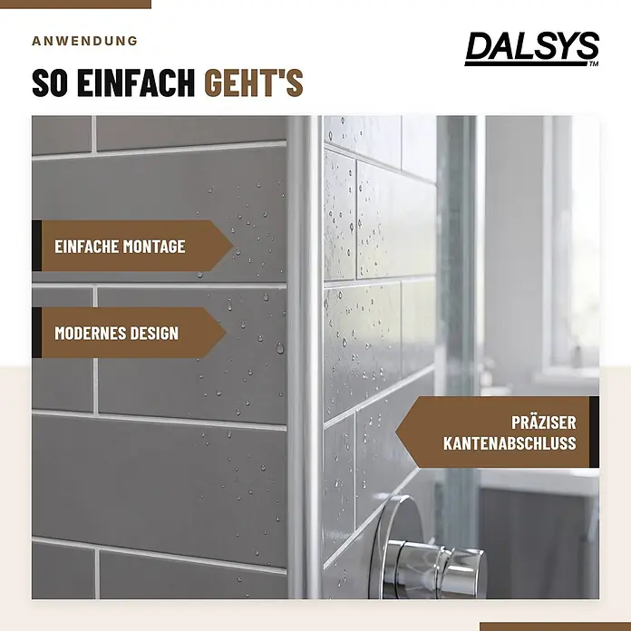 Dalsys Fliesenschiene Viertelkreis 2,5m x 10mm Aluminium Schwarz -  - Metallisches Eckprofil für Duschfliesen, für einen präzisen und modernen Kantenabschluss.