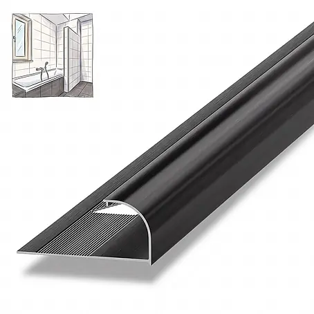 Dalsys Fliesenschiene Viertelkreis 2,5m x 12,5mm Aluminium Schwarz