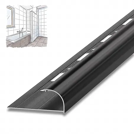 Dalsys Fliesenschiene Viertelkreis 2,5m x 10mm Aluminium Schwarz