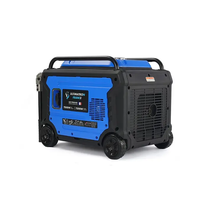 Ultimatron ULT-7500, 7,5 kW Benzin Stromerzeuger -  - Blauer und schwarzer Ultimatron Inverter-Generator mit Rädern und Tragegriff.