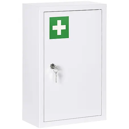 SONNENH Medizinschrank weiß aus Stahl mit Schloss und 2 Schlüsseln