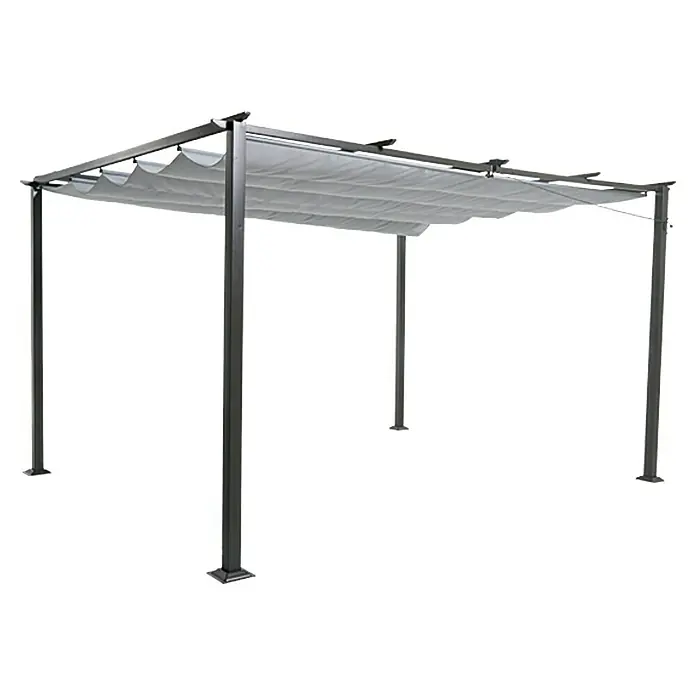 Sunfun Jakarta Techo de repuesto - Apto para: Armazón de pabellón Jakarta II de 3 x 3 m, Gris - Pérgola gris con techo de tela para el jardín o el patio. El toldo es ligeramente ondulado y proporciona sombra.