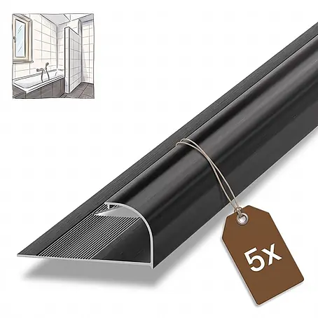 Dalsys Fliesenschiene Viertelkreis 5x 2,5m x 12,5mm Aluminium Schwarz