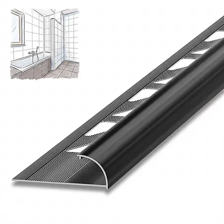 Dalsys Fliesenschiene Viertelkreis 2,5m x 8mm Aluminium Schwarz