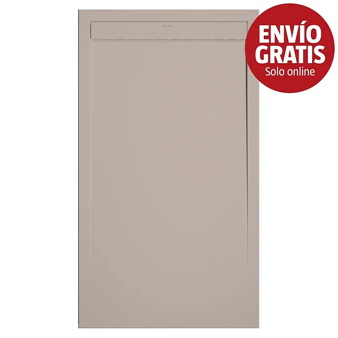 Duplach Plato de ducha Smart - L x An: 140 x 90 cm, Material compuesto, Arena - Plato de ducha rectangular beige claro con desagüe lineal superior.