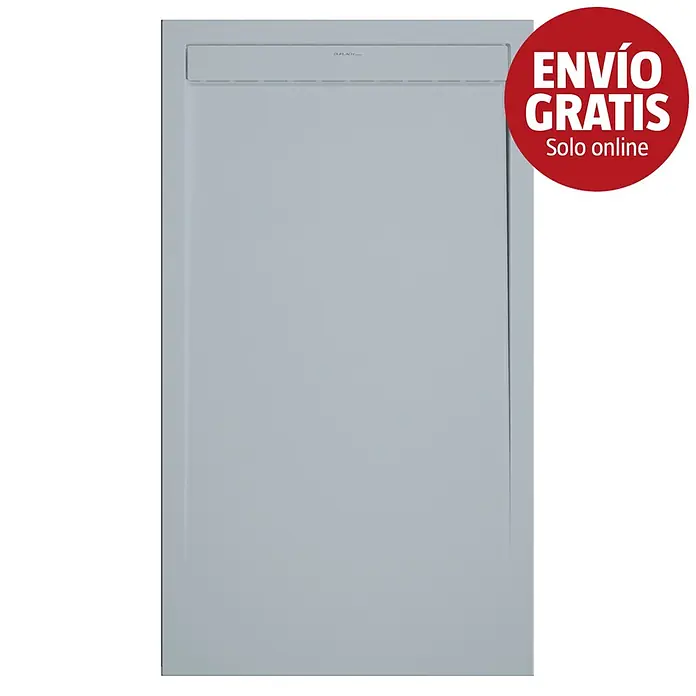Duplach Plato de ducha Smart - L x An: 140 x 90 cm, Material compuesto, Gris - Plato de ducha rectangular gris claro con tapa de desagüe lineal en la parte superior.