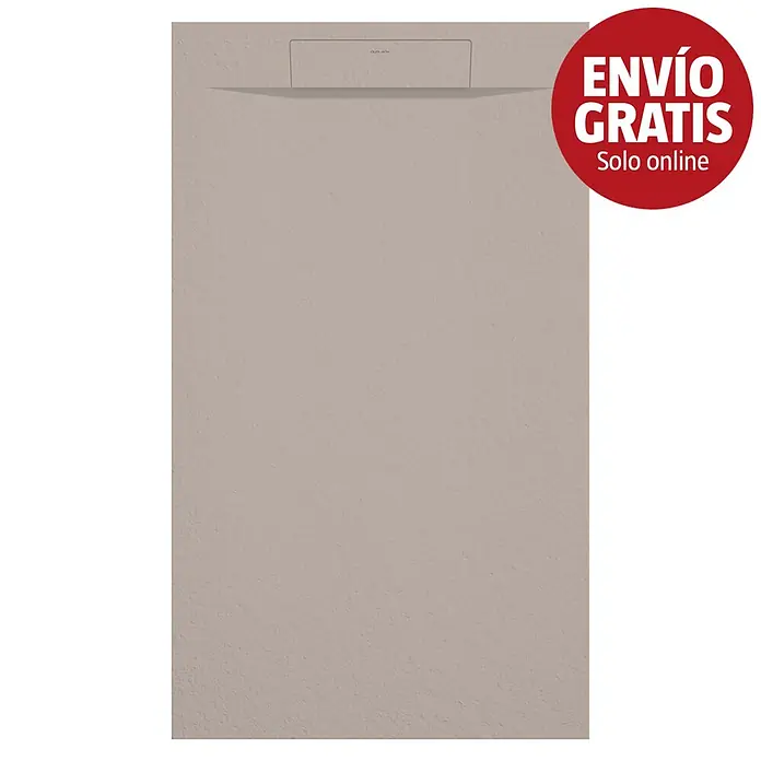 Duplach Plato de ducha Zeus - L x An: 130 x 90 cm, Material compuesto, Arena - Plato de ducha rectangular beige con desagüe lineal en la parte superior.
