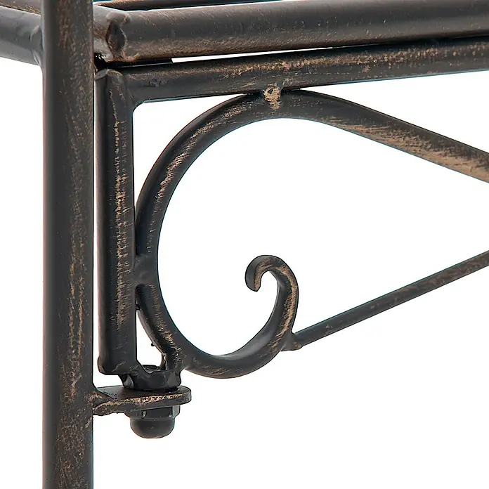 Furnicato Gartenbank Minna aus Metall -  - Detailaufnahme eines Metallgestells in Antikbronze mit dekorativen Ranken und stabilen Stützstangen.