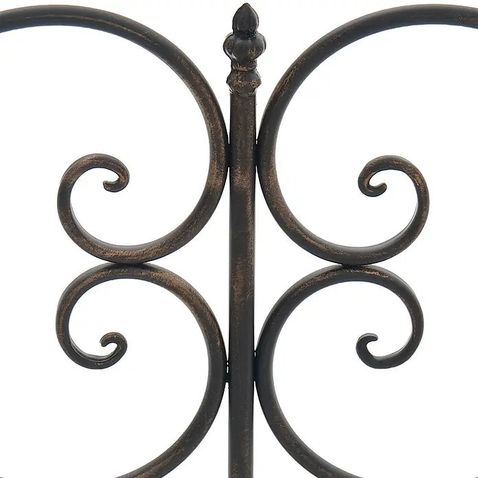 Furnicato Gartenbank Minna aus Metall -  - Verziertes dunkelbronzenes Metallornament mit zentralem Pfosten und Zierspitze, ideal für Deko oder Möbel.