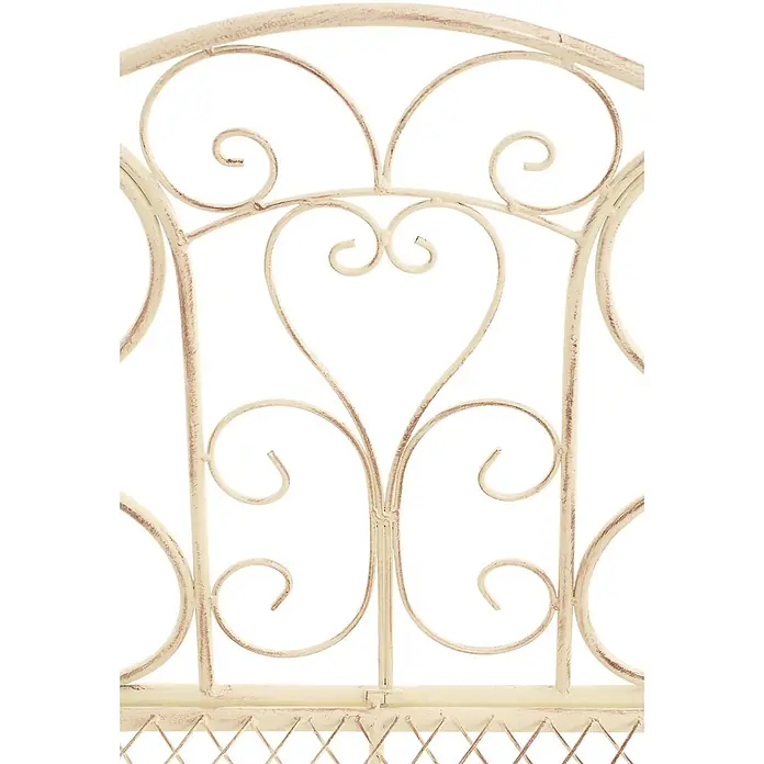Furnicato Gartenbank Tara -  - Cremefarbenes, antikisiertes Metall-Zierelement mit Rollwerk und Herzmotiv.
