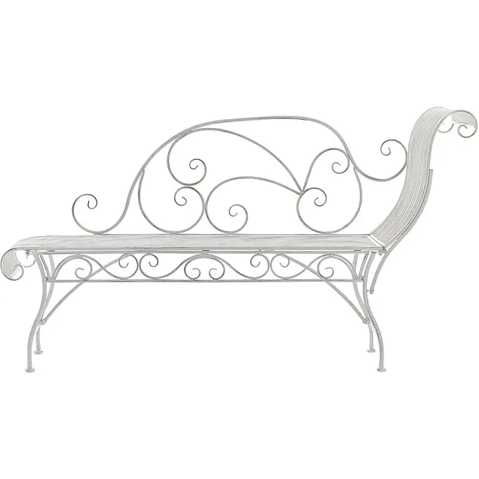 Furnicato Gartenbank Karma Jugendstil aus Eisen -  - Weiße Metallgartenbank mit verschnörkeltem Design.