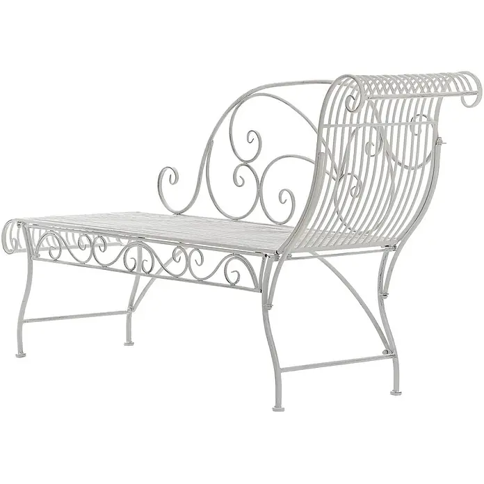 Furnicato Gartenbank Karma Jugendstil aus Eisen -  - Weiße, verschnörkelte Metallgartenbank für den Außenbereich.