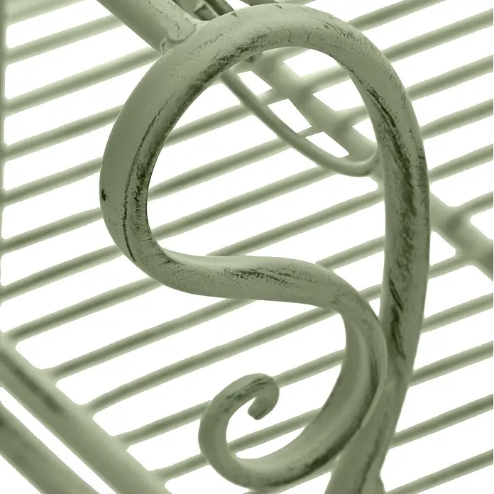 Furnicato Gartenbank Minna aus Metall -  - Dekorative, grüngraue Metallornamentik in ein Metallgitter integriert.