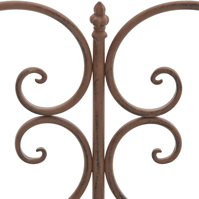 Furnicato Gartenbank Minna aus Metall -  - Verschnörkeltes braunes Metall-Rankenwerk mit rustikalem Finish und zentraler Spitze.
