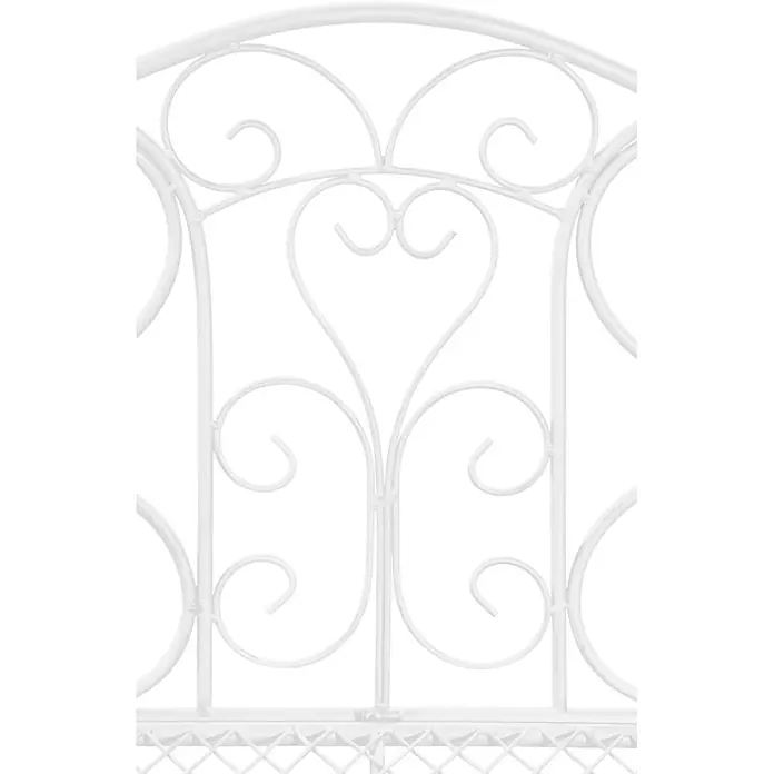 Furnicato Gartenbank Tara -  - Weißes, verziertes Metallpanel mit Rollwerk- und Herzmotiven.