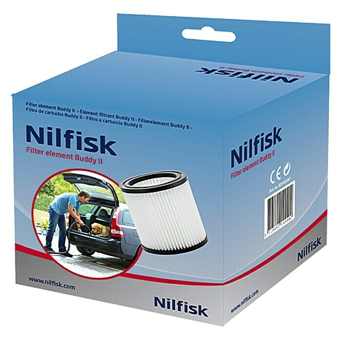Nilfisk Filtro para aspirador PET (Específico para: Aspirador en seco y húmedo Nilfisk Serie Buddy II, Se puede lavar)