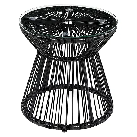 Furnicato Beistelltisch PE-Rattan schwarz 40x40x42 cm