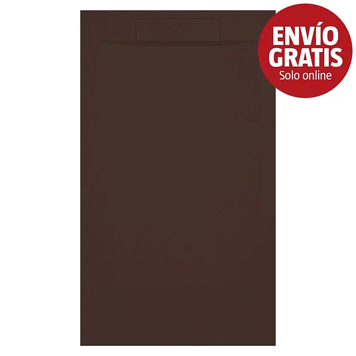 Duplach Plato de ducha Zeus - L x An: 190 x 70 cm, Material compuesto, Chocolate - Plato de ducha rectangular marrón oscuro con desagüe lineal integrado.