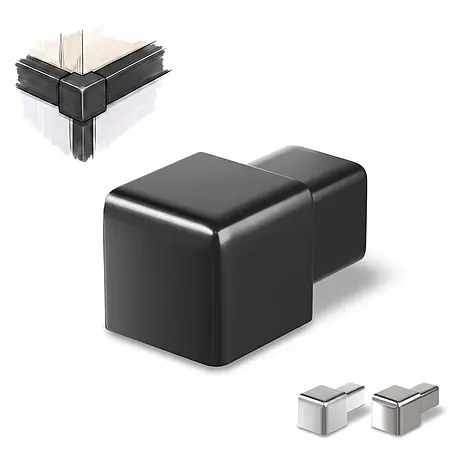 Dalsys Endstück Quadratprofil 12,5mm Edelstahl Schwarz Gebürstet