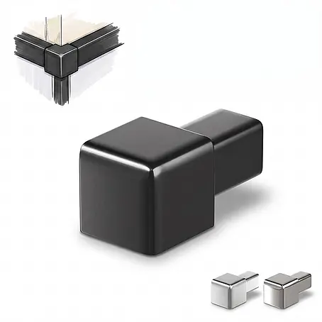 Dalsys Endstück Quadratprofil 10mm Edelstahl Schwarz Gebürstet