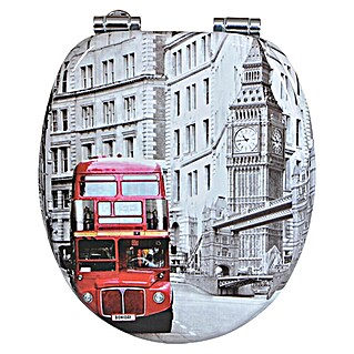 Poseidon Toiletzitting London Bus (MDF, Grijs/Rood, Softclose)