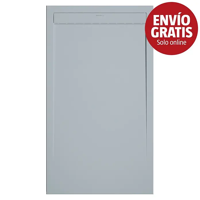 Duplach Plato de ducha Smart - L x An: 180 x 70 cm, Material compuesto, Gris - Plato de ducha gris claro con tapa de desagüe lineal integrada en la parte superior.