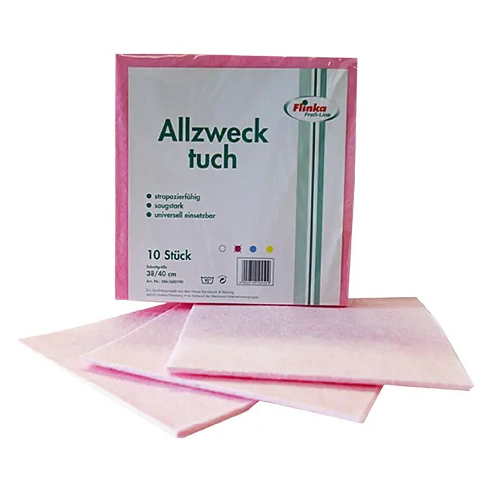 Flinka Profi-Line Allzwecktuch Traditionell - 10 Stk., Rosa, 38 x 40 cm - Ein Paket rosa Allzwecktücher "Flinka Profi-Line", 10 Stück, strapazierfähig, saugstark und universell einsetzbar.