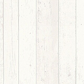 AS Creation Papel pintado de vellón Madera blanca (Blanco, Efecto madera, 10,05 x 0,53 m)
