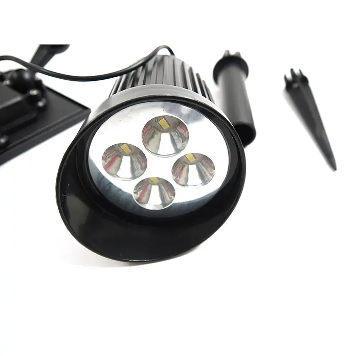 Solar Gartenstrahler Nelis mit 8LED 120lm -  - Schwarzer Solar-LED-Gartenstrahler mit vier LEDs und Erdspießen.