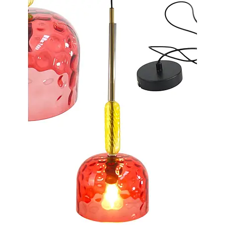 Pendelleuchte AYLA Glasschirm rot-gelb