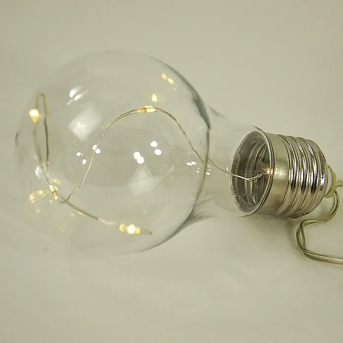 Solar-Lichterkette Glühbirne 10 flammig -  - Dekorative Glühbirne aus Klarglas mit warmweißen LED-Lichterketten und silbernem Gewindesockel.