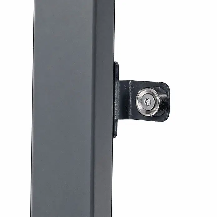 Norlinio Mülltonnenbox Vario, Anthrazit, für 2 Tonnen -  - Dunkelgrauer Metallpfosten mit dunkelgrauer Halterung und silberner Sicherheitsschraube mit Sternantrieb.