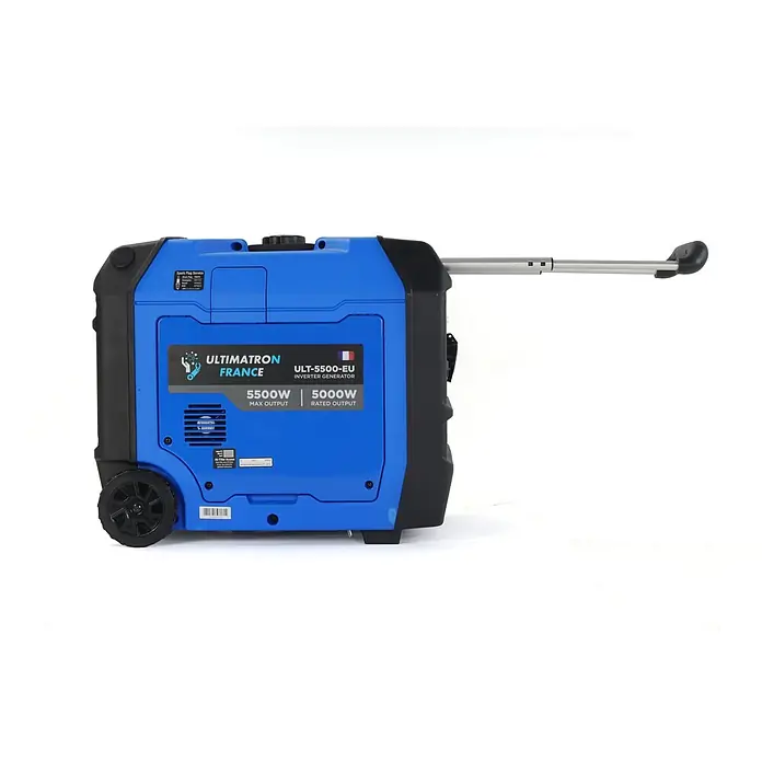 Ultimatron ULT-5500, 5,5 kW Benzin Stromerzeuger -  - Blauer Ultimatron ULT-5500-EU Inverter-Generator mit Rollen und ausziehbarem Griff, 5500W max, 5000W Nennleistung.