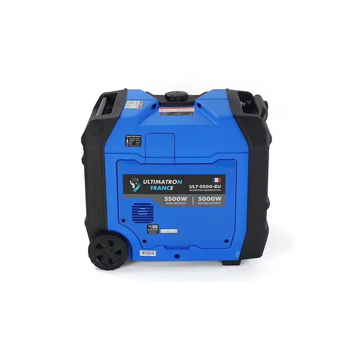 Ultimatron ULT-5500, 5,5 kW Benzin Stromerzeuger -  - Blauer und schwarzer ULTIMATRON ULT-5500-EU Inverter-Generator, 5500W max. und 5000W Nennleistung, mit Rädern.
