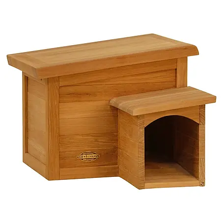 Teak Igelhaus Friesenlaub als Igelhotel 36 x 45 cm Massivholz montiert