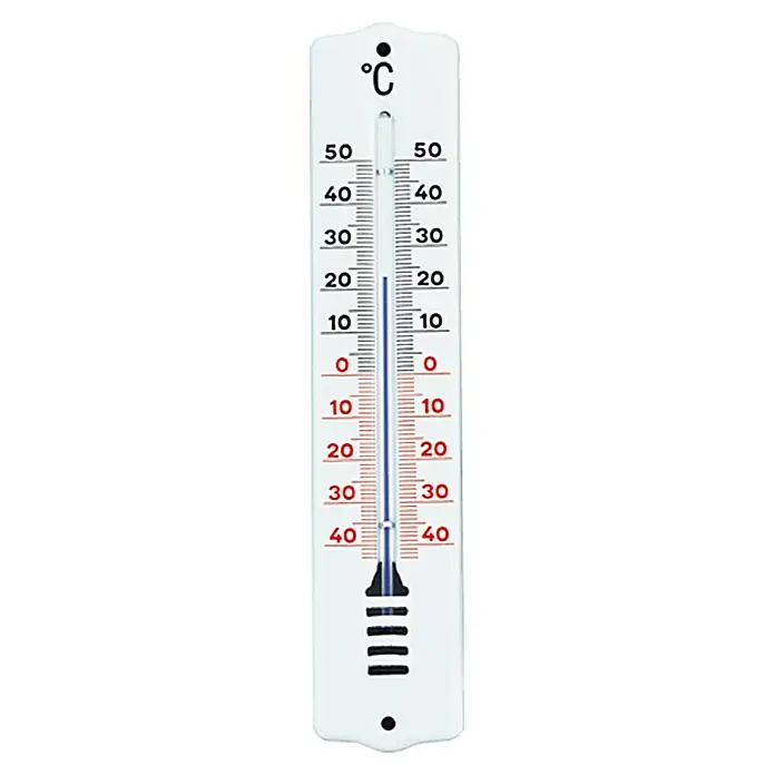 TFA Dostmann Termómetro de agua Poolwatch - Analógico, Plástico - Un termómetro blanco con líquido rojo que indica una temperatura entre 20 y 40 grados Celsius.