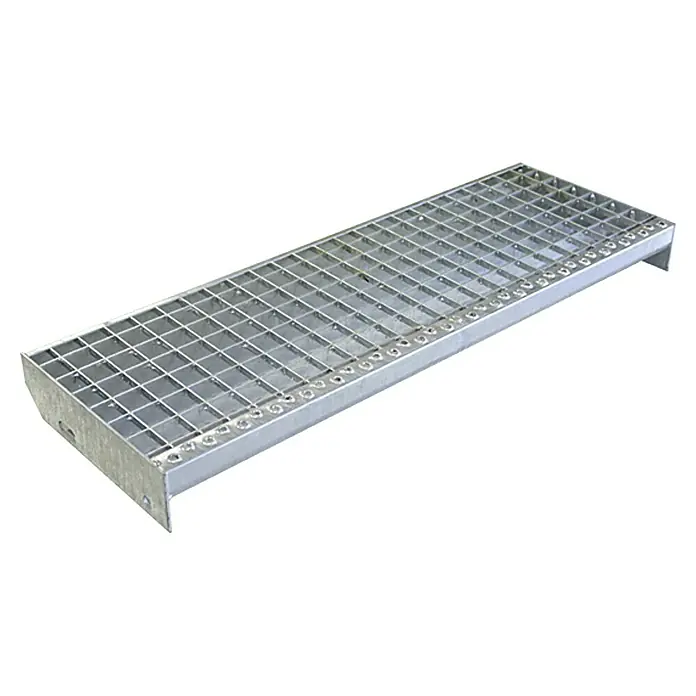 Treba Frewa Alaska Treppenstufe - Gitterrost, 27 x 100 cm - Metalltreppenstufe mit quadratischem Gittermuster für den industriellen Einsatz. Rutschfest und robust.