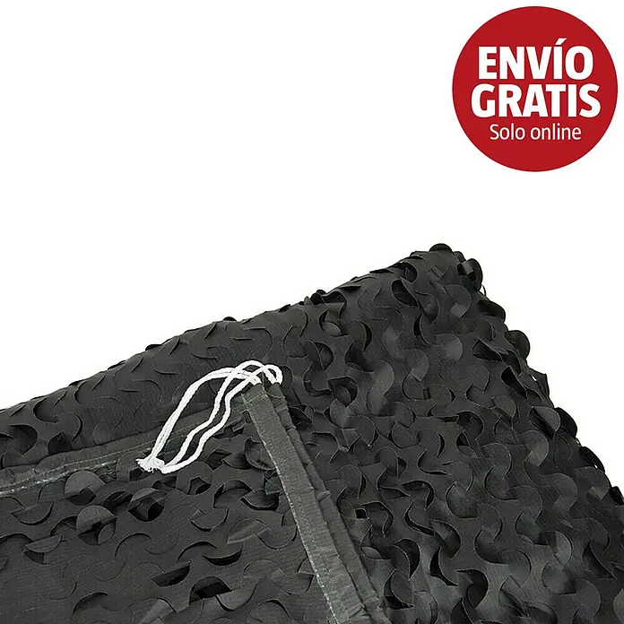 Faura Toldo vela Camuflaje - L x An: 3 x 4 m, Negro - Malla de camuflaje negra con patrones recortados y un cordón blanco en la esquina.