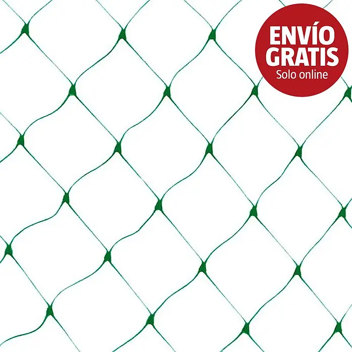 Nortene Red de protección contra pájaros Birdnet - L x An: 12 x 4 m - Red verde con patrón de rombos. Círculo rojo: "Envío gratis, solo online".