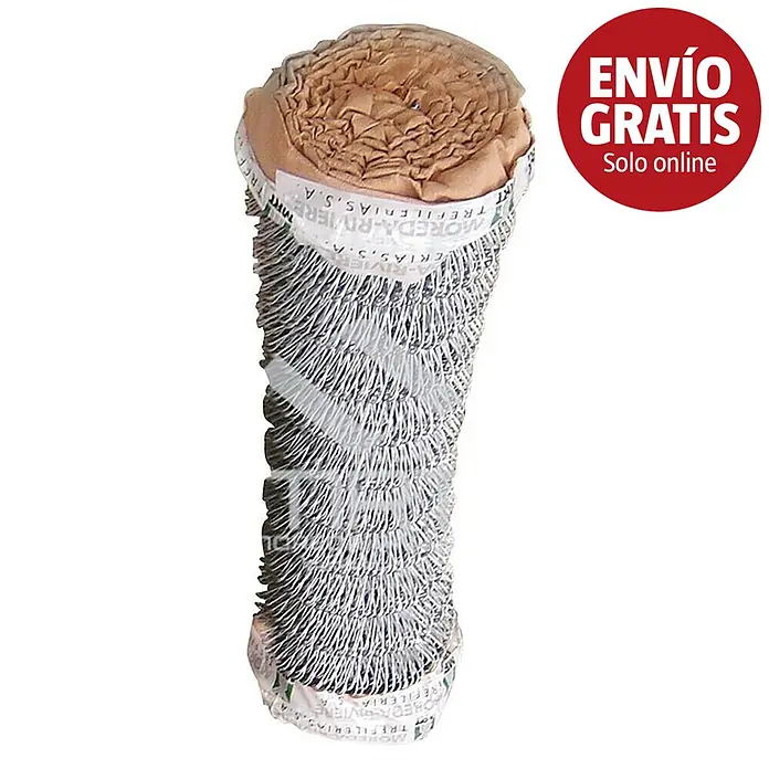 Malla metálica Simple Torsión - L x Al: 25 x 1 m, Espesor de material: 2 mm, Alambre de acero, Efecto aluminio - Rollo de malla o cerca de alambre galvanizado, con embalaje de papel marrón visible en los extremos.