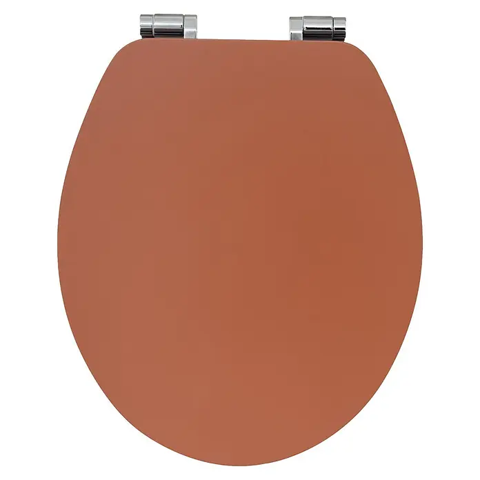 Poseidon WC-Sitz - MDF, Red Ash, Mit Absenkautomatik - Rostbrauner Toilettensitz mit Chromscharnieren.