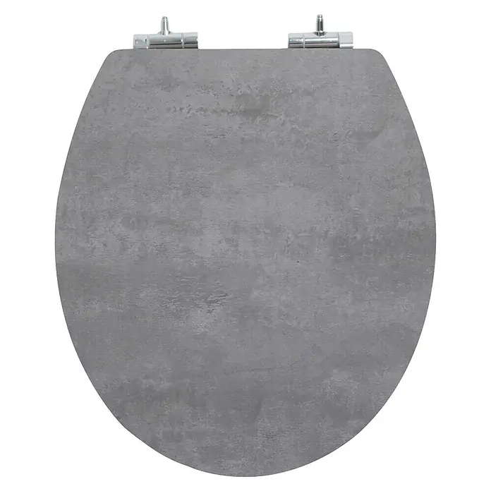 Poseidon WC-Sitz Dark Stone - MDF, Dark Stone, Mit Absenkautomatik - Grauer Toilettensitzdeckel mit Betontextur und Metallscharnieren.