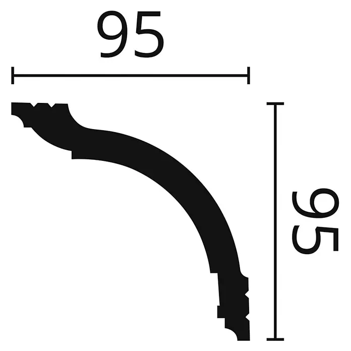 Eckleiste WT17 LxBxH: 200 x 9.5 x 9.5 cm 1 Stk. weiß -  - Schwarzes gebogenes Zierprofil für Deckenleisten, 95x95mm.