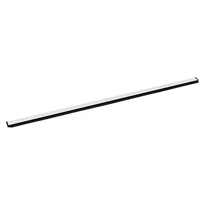 KÄLTESTOPP Türbodendichtung Automatik - Weiß, 1 m, Spaltenbreiten bis 15 mm - Das Bild zeigt eine schmale, längliche Leuchte mit einem weißen Leuchtbereich und einem schwarzen Rahmen, ideal für moderne Interieurs.
