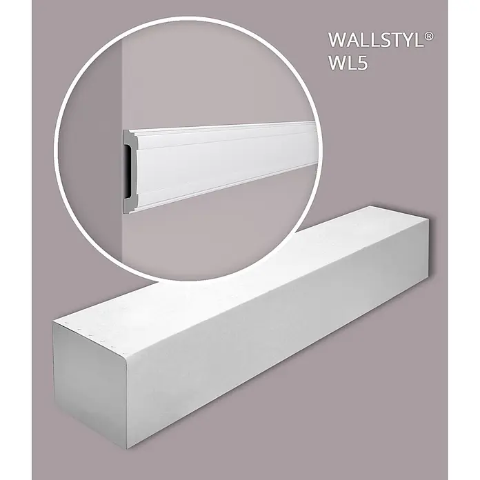 NOEL & MARQUET Wandleiste WL5-box LxBxH: 200 x 1.6 x 8.5 cm 19 Stk. weiß - 
