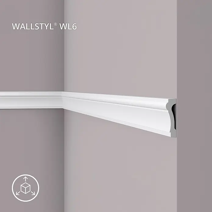 NOEL & MARQUET Wandleiste WL6 LxBxH: 200 x 2.2 x 7.5 cm 1 Stk. weiß - 