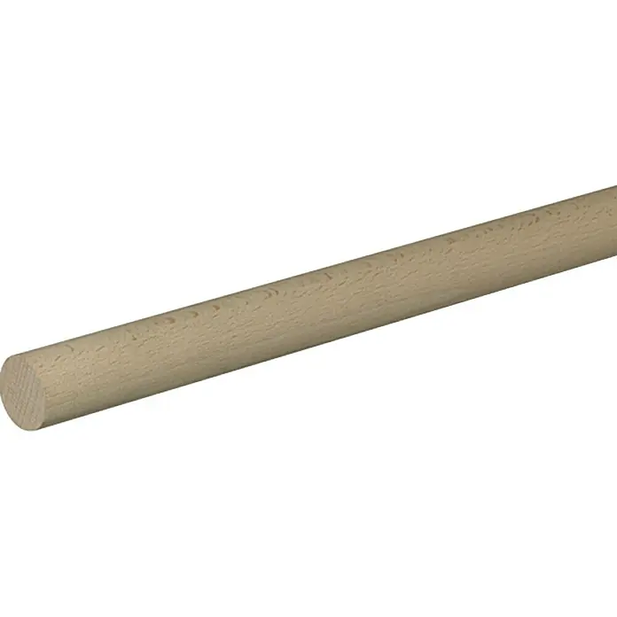 Rundstab - Ø x L: 2,5 x 190 cm, Buche - Nahaufnahme eines hölzernen Rundstabs. Der Holzstab ist hellbraun und hat eine glatte Oberfläche. Ideal für Bastel- und Bauprojekte.