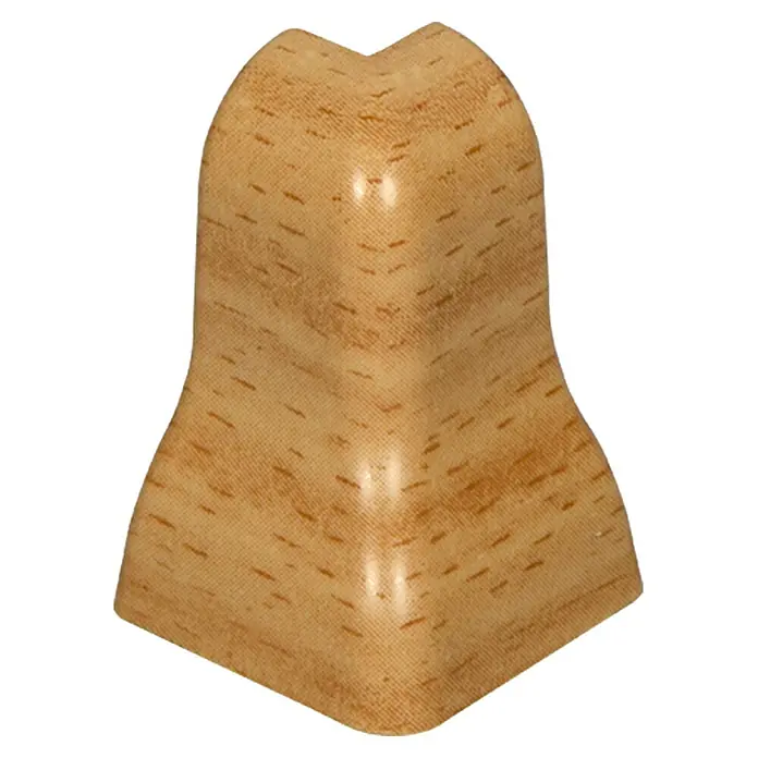 Profiles and more Außenecke SU18/FU18 - Buche gedämpft, 2 Stk. - Nahaufnahme einer hellbraunen Eckverkleidung aus Holz, die eine elegante und schützende Lösung für Ecken bietet.