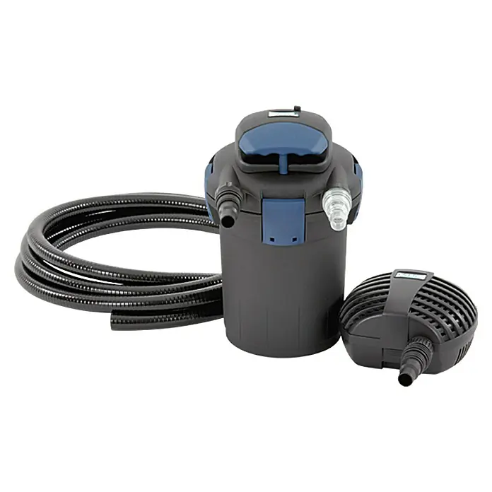 Oase Druckfilter BioPress Set 4000 - 25 W, Teichgröße: 4 m³ - Ein Teichfilter-Set mit Schlauch und Pumpe für sauberes und gesundes Teichwasser.