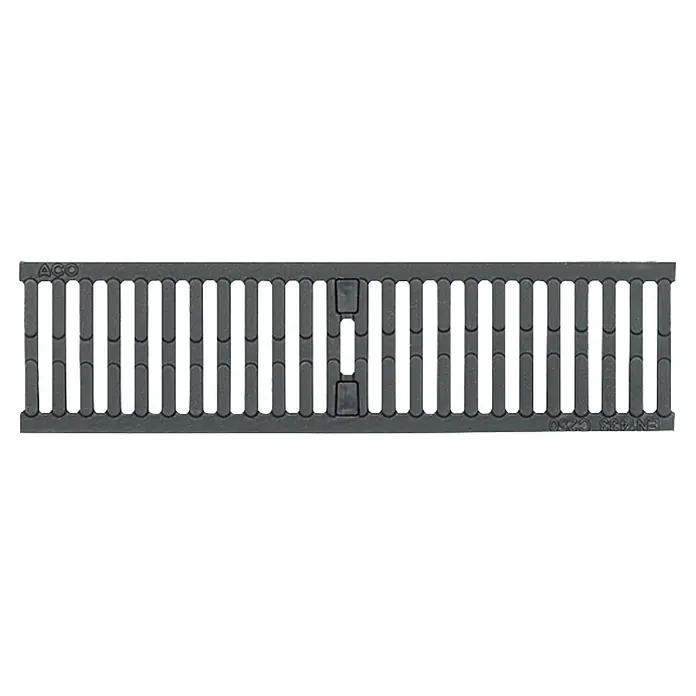 ACO Galaline Gussrost - 50 x 13,1 x 2,2 cm, Schlitzbreite: 8 mm, Gusseisen - Graue ACO-Gussrost-Abdeckung mit schmalen Schlitzen zur Wasserableitung. Robuste und langlebige Lösung für Entwässerungssysteme.